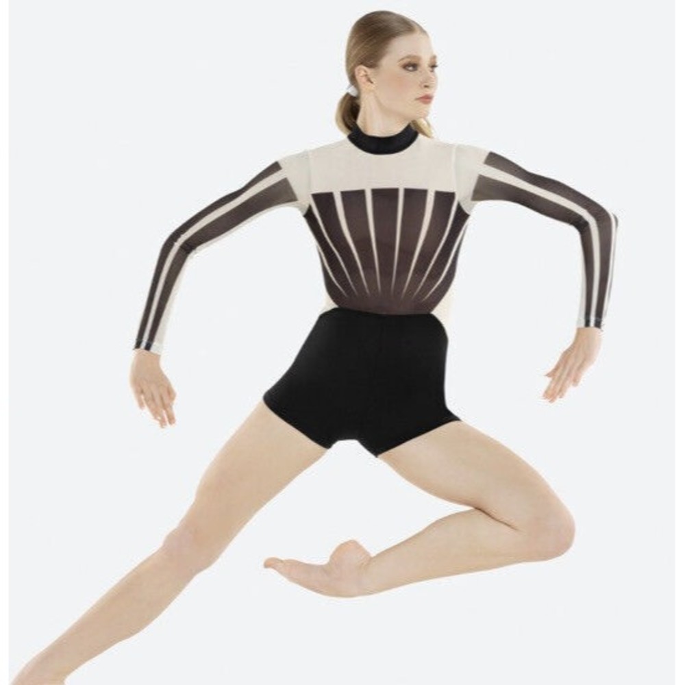 Revolution Dancewear Spandex Mesh Biketard Dance Costume Adult Size S Acro Jazz